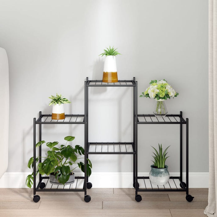 Suport pentru flori cu roți, 83x25x63,5 cm, negru, fier - WALTI WALTI