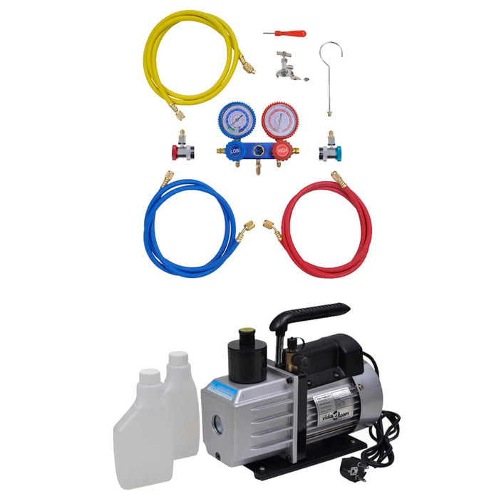 Pompă de vid 50 L/min cu set de manometre cu 2 căi în set scule - WALTI WALTI