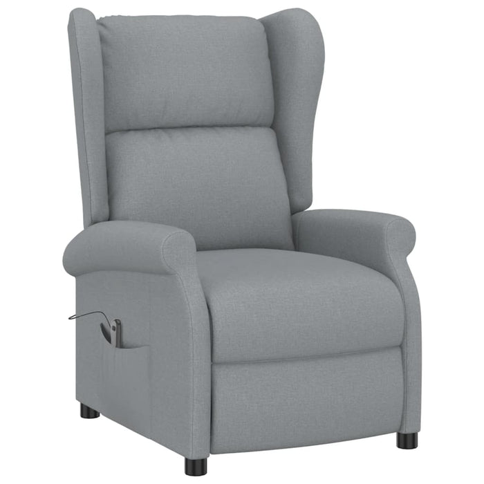 Fotoliu rabatabil electric cu spătar aripi, gri deschis, textil WALTI