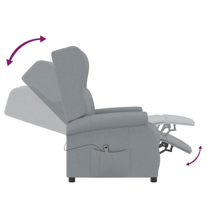Fotoliu rabatabil electric cu spătar aripi, gri deschis, textil WALTI