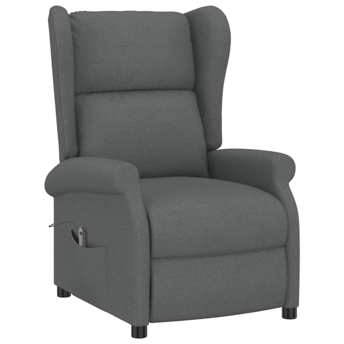 Fotoliu rabatabil electric cu spătar aripi, gri închis, textil WALTI