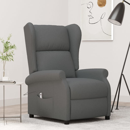 Fotoliu rabatabil electric cu spătar aripi, gri închis, textil - WALTI WALTI