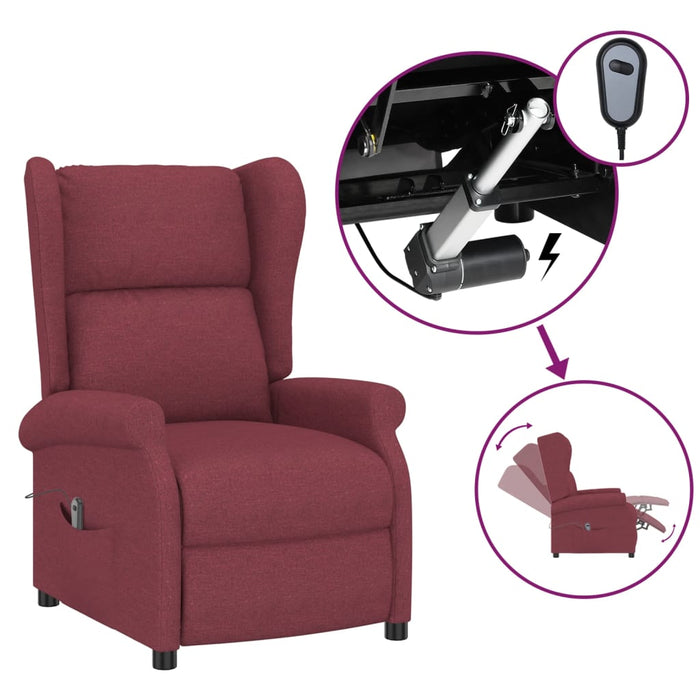 Fotoliu electric rabatabil spătar aripi, roșu vin, textil - WALTI WALTI