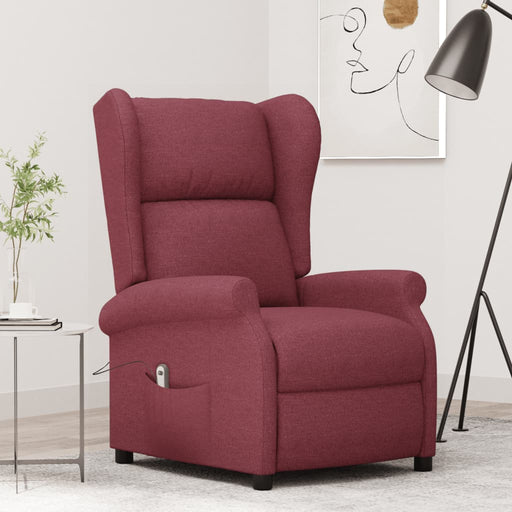 Fotoliu electric rabatabil spătar aripi, roșu vin, textil - WALTI WALTI