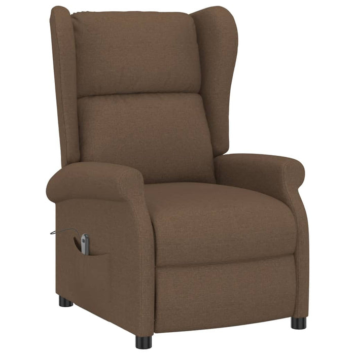 Fotoliu rabatabil electric cu spătar aripi, maro, textil WALTI