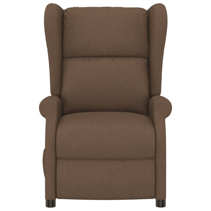 Fotoliu rabatabil electric cu spătar aripi, maro, textil WALTI