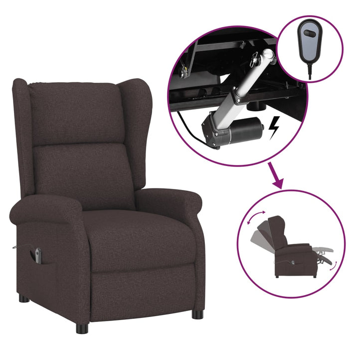 Fotoliu rabatabil electric cu spătar aripi, maro, textil WALTI