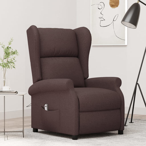 Fotoliu rabatabil electric cu spătar aripi, maro, textil - WALTI WALTI