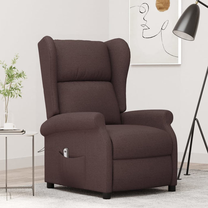 Fotoliu rabatabil electric cu spătar aripi, maro, textil WALTI