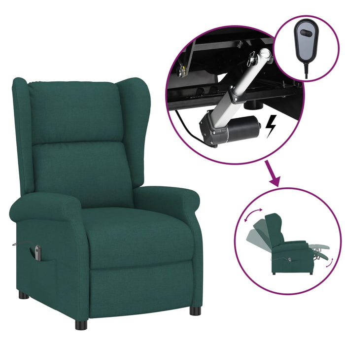 Fotoliu rabatabil electric cu spătar aripi, verde închis,textil - WALTI WALTI
