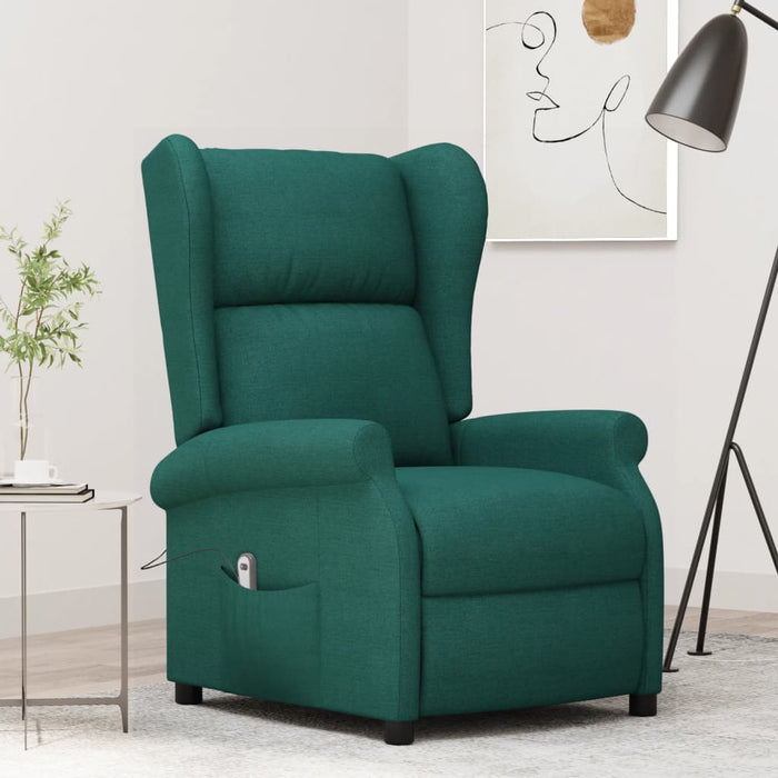 Fotoliu rabatabil electric cu spătar aripi, verde închis,textil - WALTI WALTI