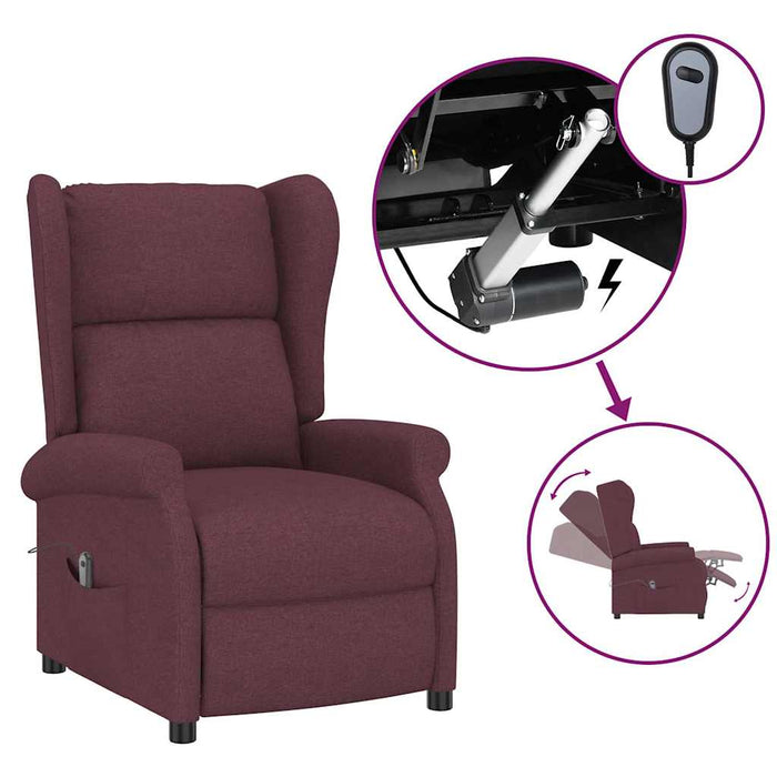 Fotoliu rabatabil electric cu spătar aripi, violet, textil WALTI