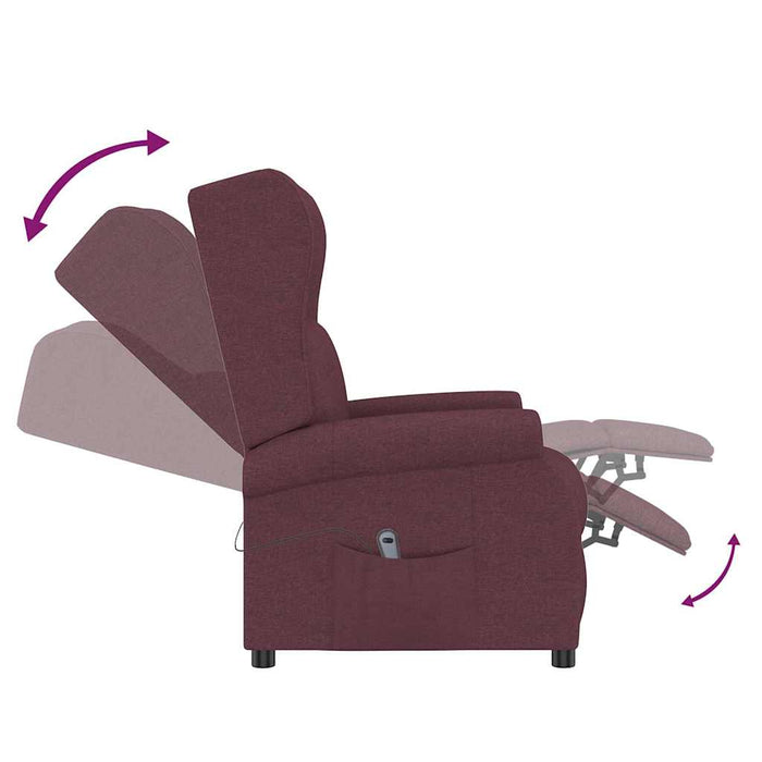 Fotoliu rabatabil electric cu spătar aripi, violet, textil WALTI