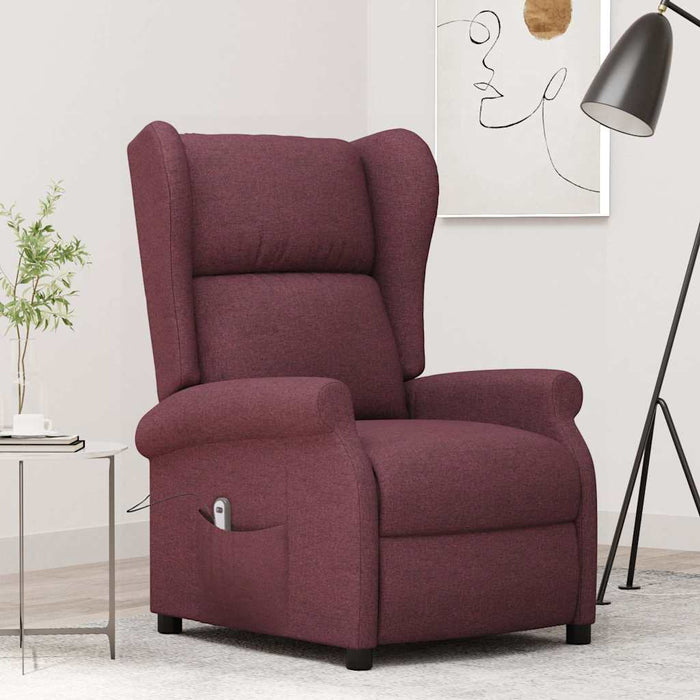 Fotoliu rabatabil electric cu spătar aripi, violet, textil WALTI