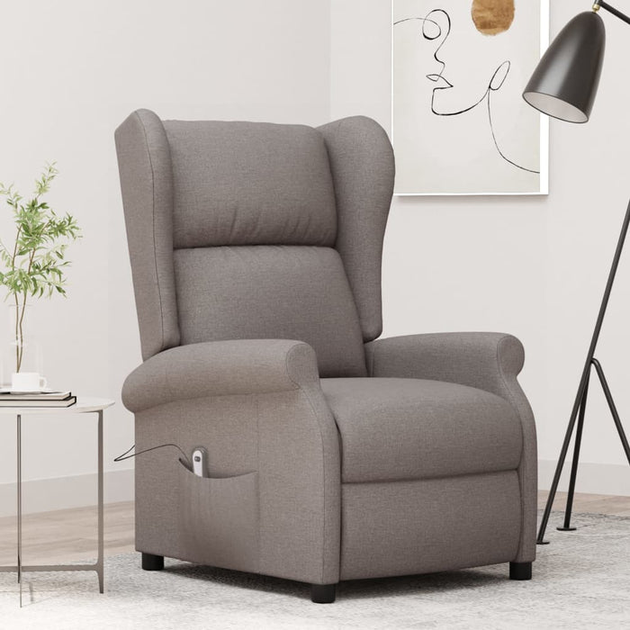Fotoliu rabatabil cu spătar aripi, gri taupe, textil WALTI