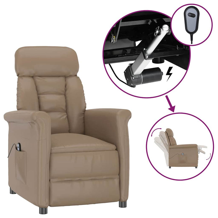 Fotoliu rabatabil electric, cappuccino, piele ecologică WALTI