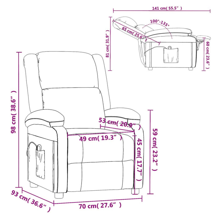 Fotoliu rabatabil electric, roșu vin, material textil - WALTI WALTI