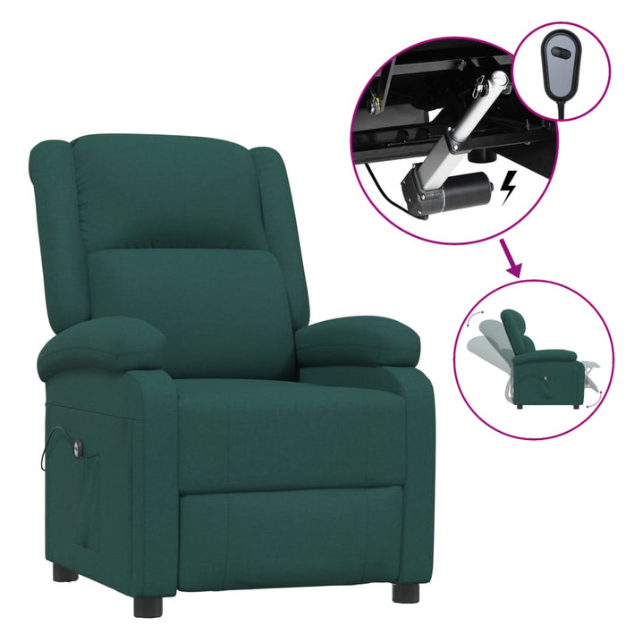 Fotoliu rabatabil electric, verde închis, material textil - WALTI WALTI