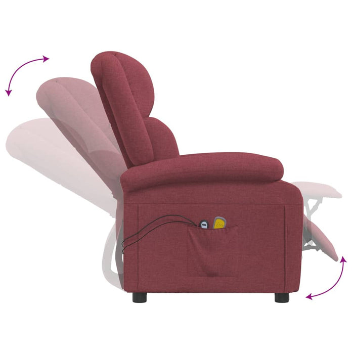 Fotoliu de masaj electric rabatabil, roșu vin, textil WALTI