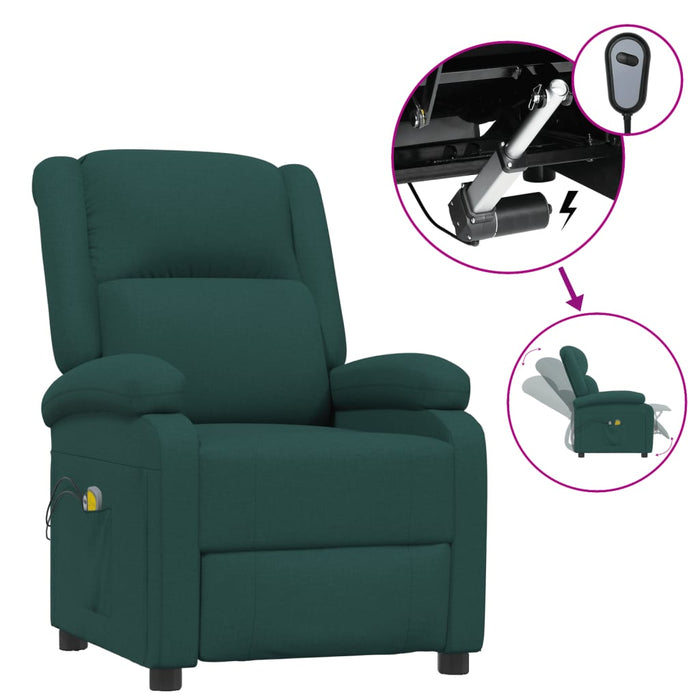 Fotoliu de masaj electric, verde închis, material textil - WALTI WALTI