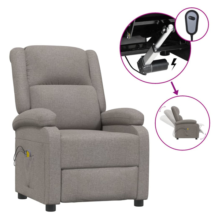 Fotoliu de masaj electric rabatabil, gri taupe, textil - WALTI WALTI