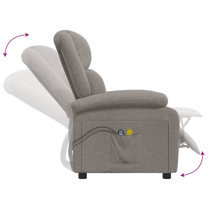 Fotoliu de masaj electric rabatabil, gri taupe, textil - WALTI WALTI