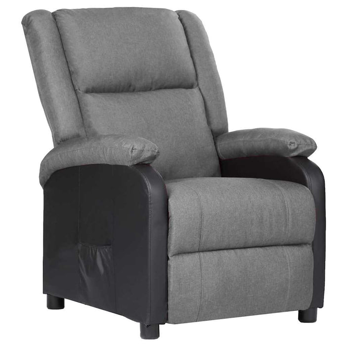 Fotoliu rabatabil electric, gri deschis, piele ecologică/textil WALTI