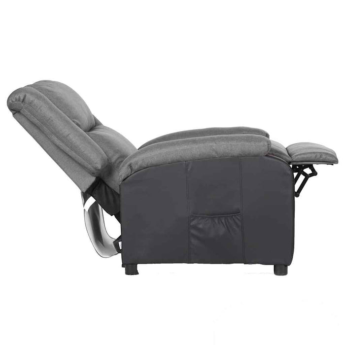 Fotoliu rabatabil electric, gri deschis, piele ecologică/textil WALTI