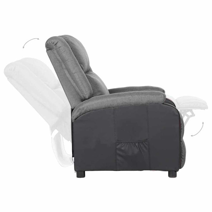 Fotoliu rabatabil electric, gri deschis, piele ecologică/textil WALTI