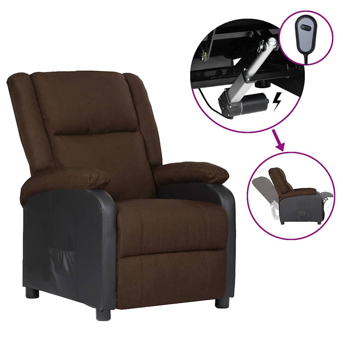 Fotoliu rabatabil electric, maro închis, piele eco./textil WALTI