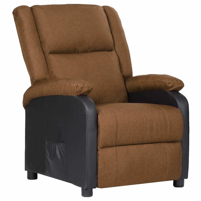 Fotoliu rabatabil electric gri taupe, piele ecologică și textil WALTI