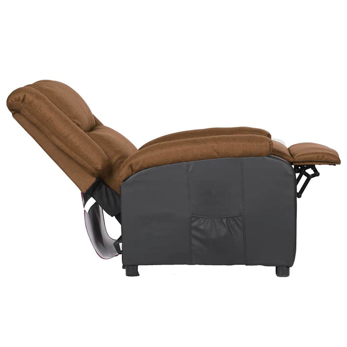 Fotoliu rabatabil electric gri taupe, piele ecologică și textil WALTI