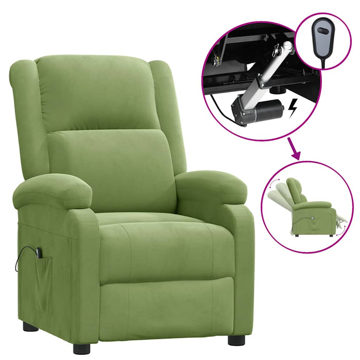 Fotoliu rabatabil electric, verde deschis, catifea WALTI