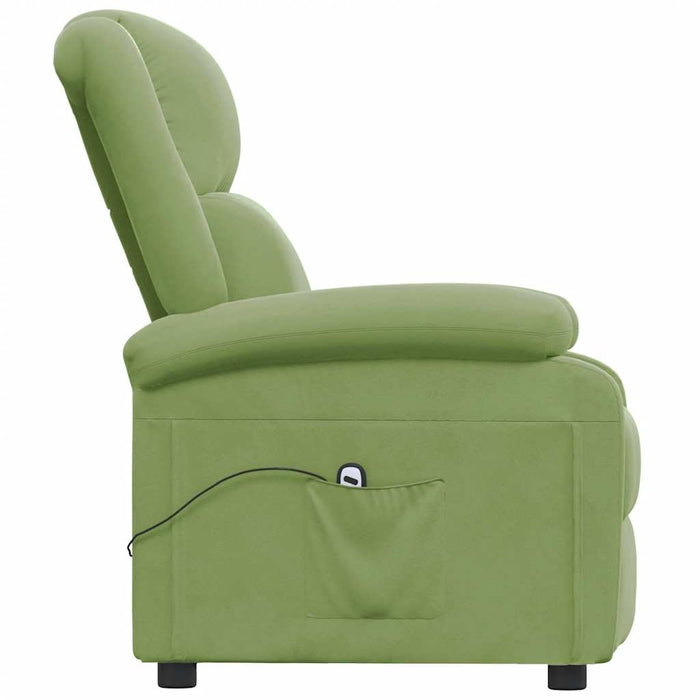 Fotoliu rabatabil electric, verde deschis, catifea WALTI