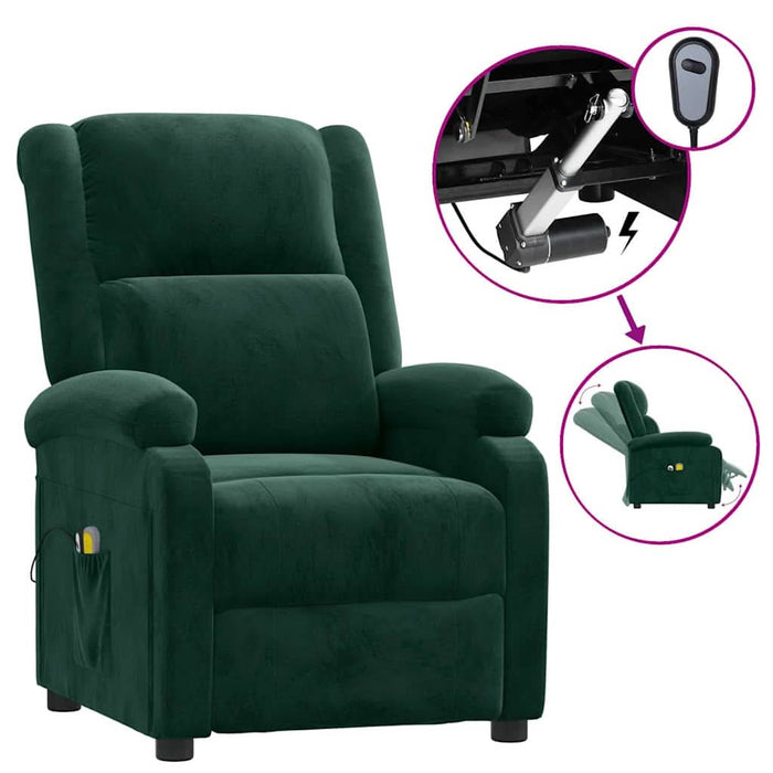 Fotoliu de masaj electric, verde închis, catifea WALTI