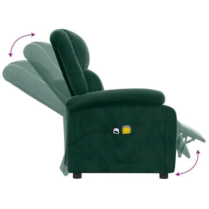 Fotoliu de masaj electric, verde închis, catifea WALTI