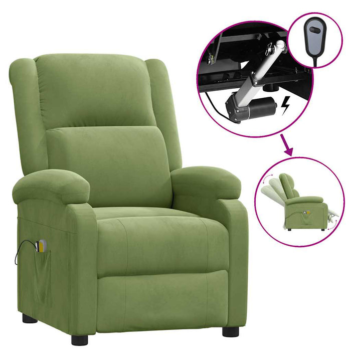 Fotoliu de masaj electric, verde deschis, catifea - WALTI WALTI