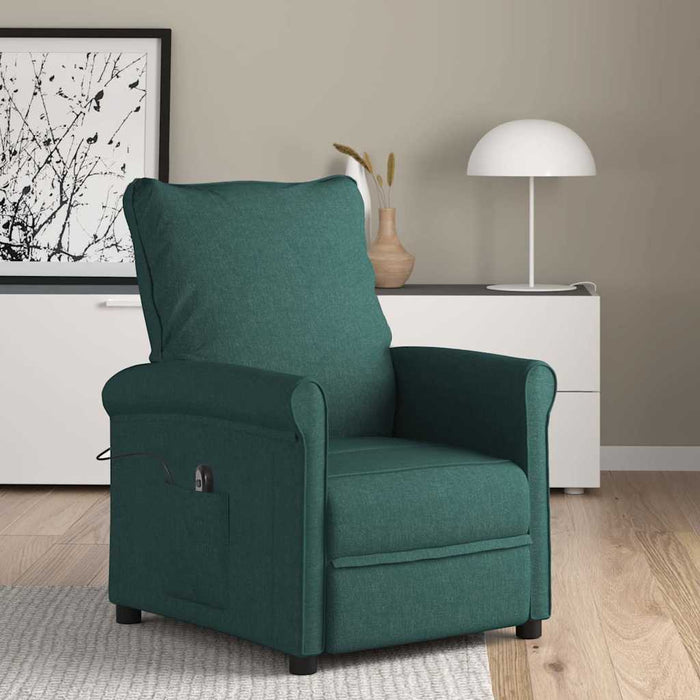 Fotoliu rabatabil electric, verde închis, material textil WALTI