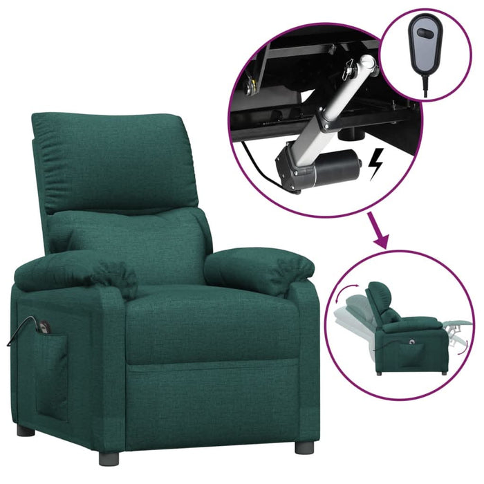 Fotoliu rabatabil electric, verde închis, material textil - WALTI WALTI
