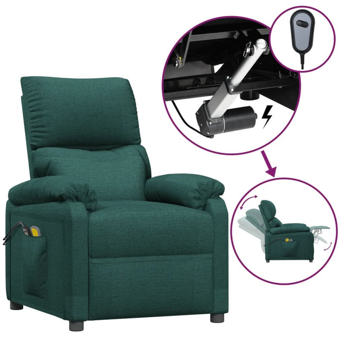 Fotoliu de masaj electric, verde închis, material textil - WALTI WALTI