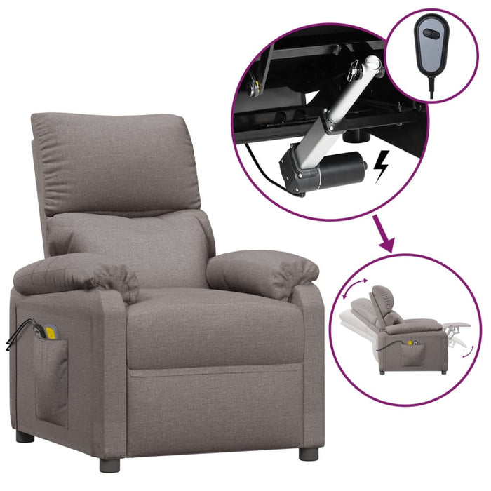 Fotoliu de masaj electric rabatabil, gri taupe, textil - WALTI WALTI