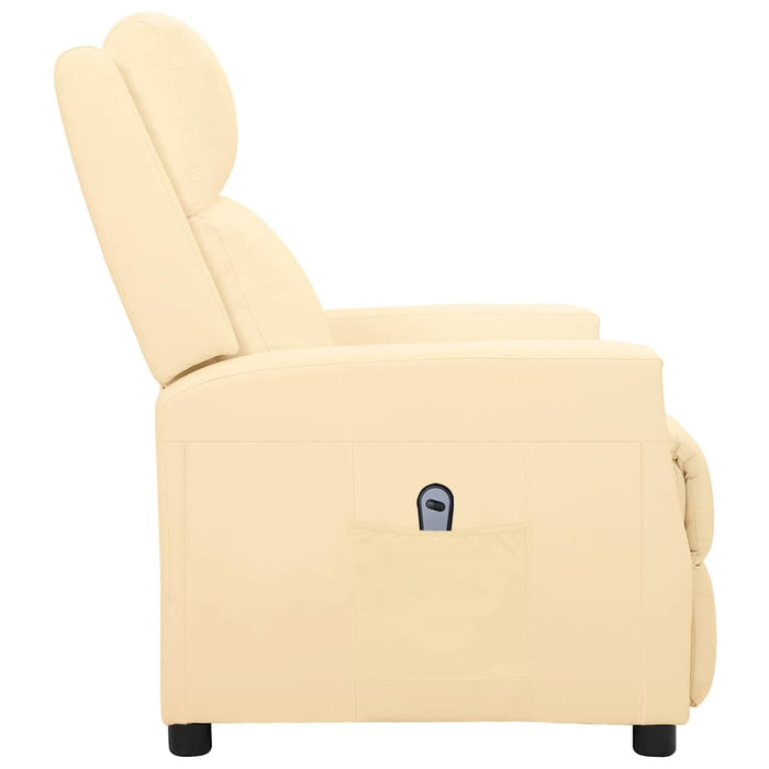 Fotoliu rabatabil electric, crem, piele ecologică WALTI