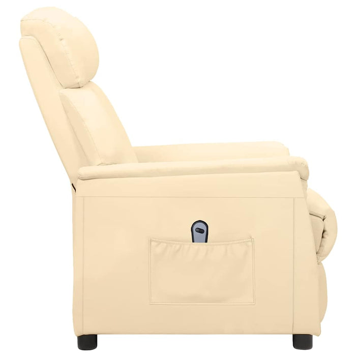 Fotoliu rabatabil electric, crem, piele ecologică WALTI