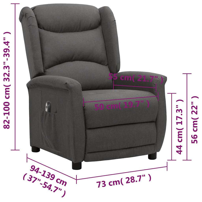 Fotoliu rabatabil electric, gri închis, material textil WALTI