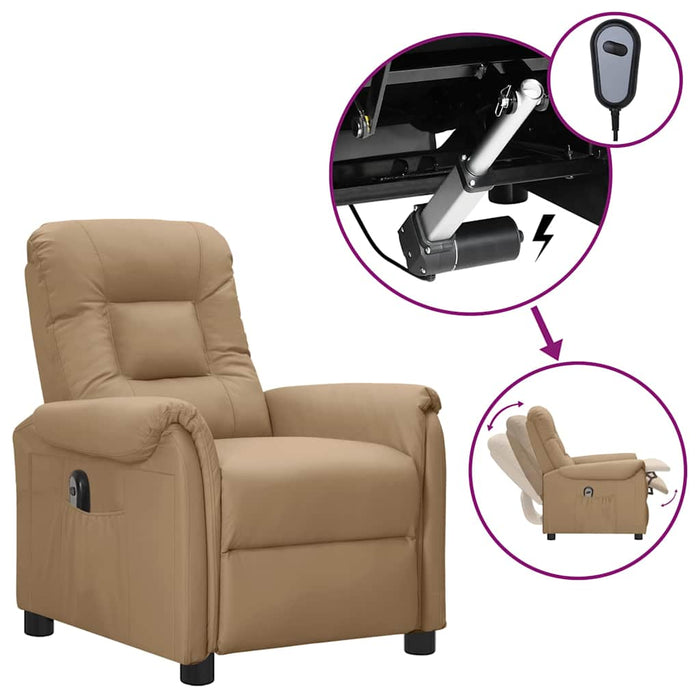 Fotoliu rabatabil electric, cappuccino, piele ecologică WALTI