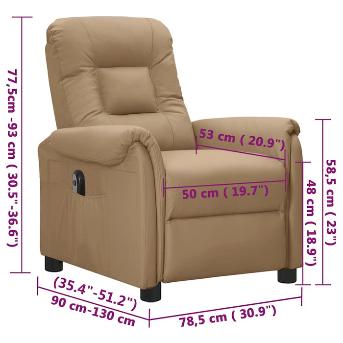 Fotoliu rabatabil electric, cappuccino, piele ecologică WALTI