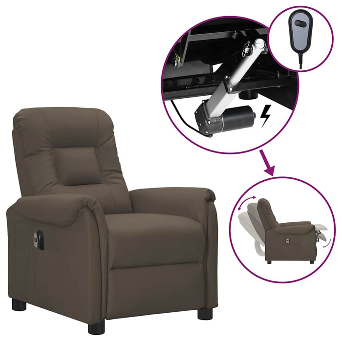 Fotoliu rabatabil electric, gri, piele ecologică WALTI