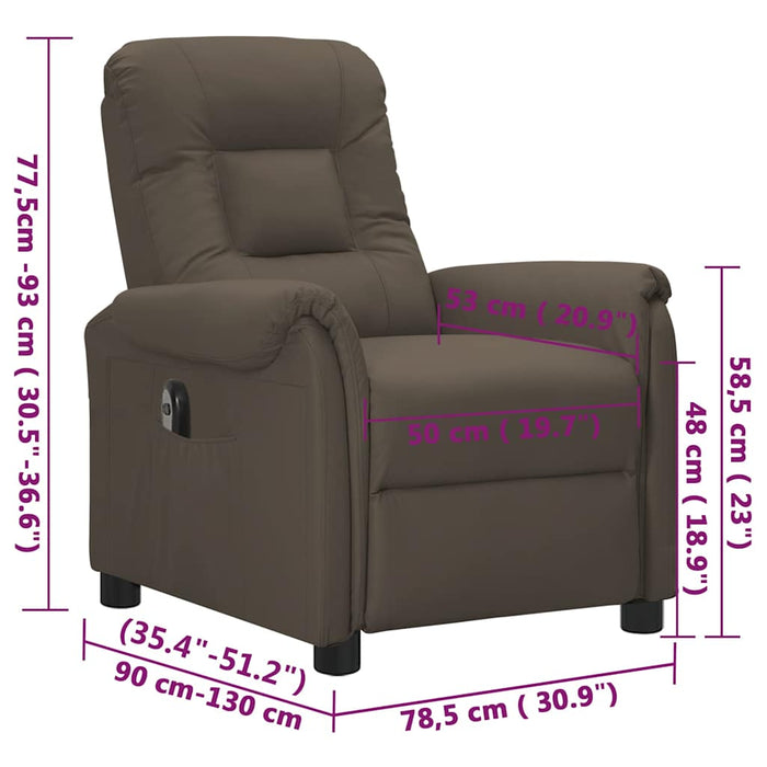 Fotoliu rabatabil electric, gri, piele ecologică WALTI