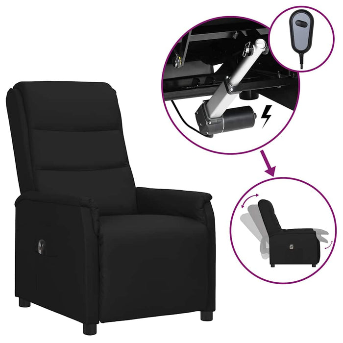 Fotoliu rabatabil electric, negru, piele ecologică WALTI