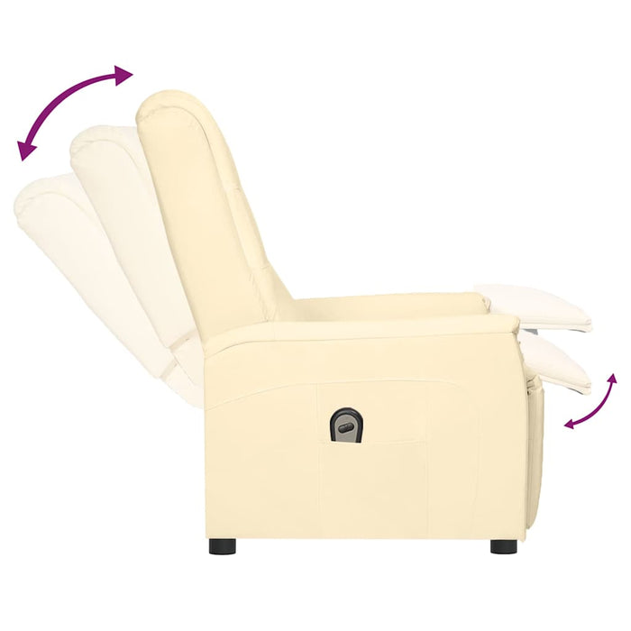 Fotoliu rabatabil electric, crem, piele ecologică WALTI